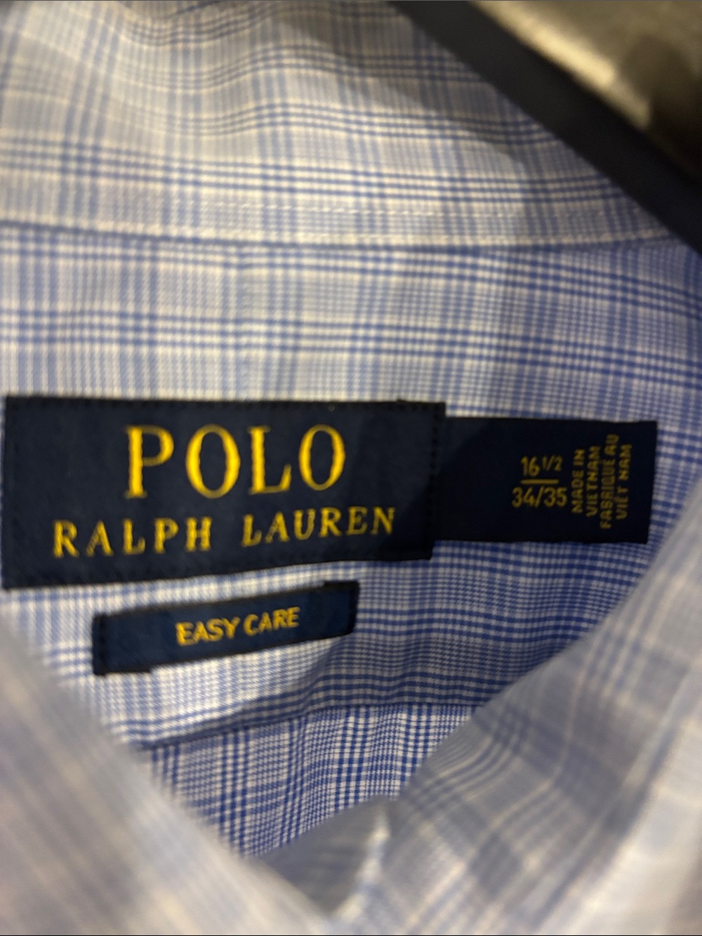 Polo Ralph Lauren Plaid Dress Shirt 16.5 34/35 Blue